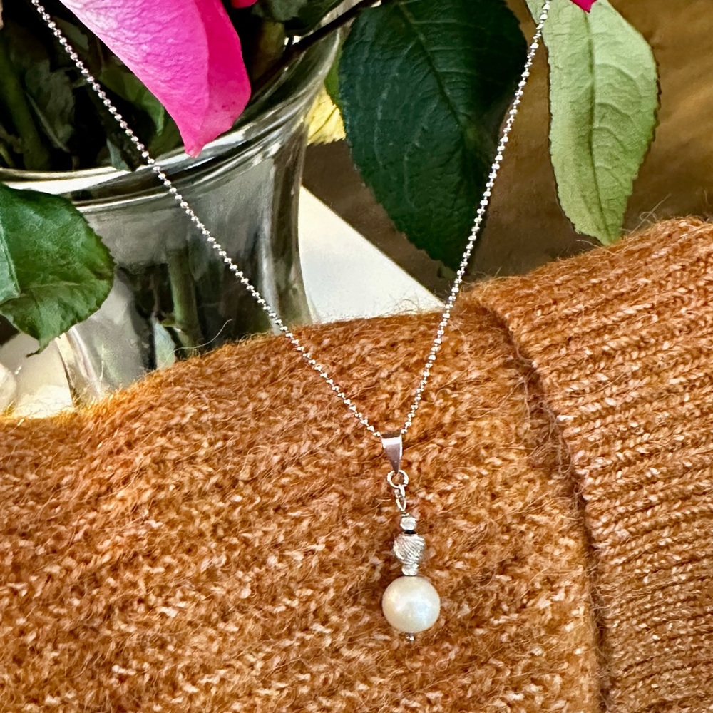 Cultured Pearl Sterling Silver Necklace